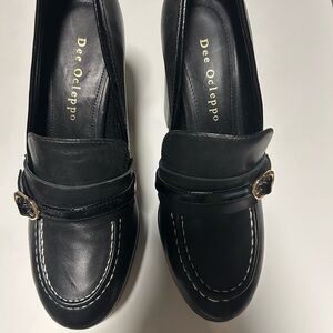 Dee Ocleppo Black Heeled Loafers